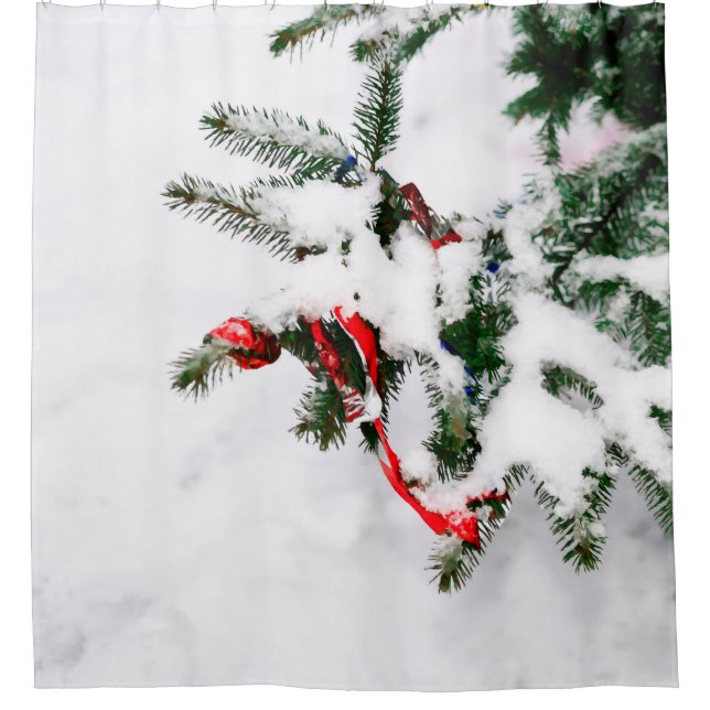 Christmas Tree In Winter Shower Curtain (Front)