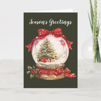 Christmas Tree Inside Snow Globe Holiday Card