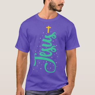 Christmas Tree Jesus Christ Christian Cross Nativi T-Shirt