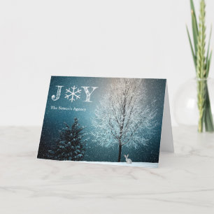 Christmas Tree Joy Snow Scene Corporate Business Holiday Card