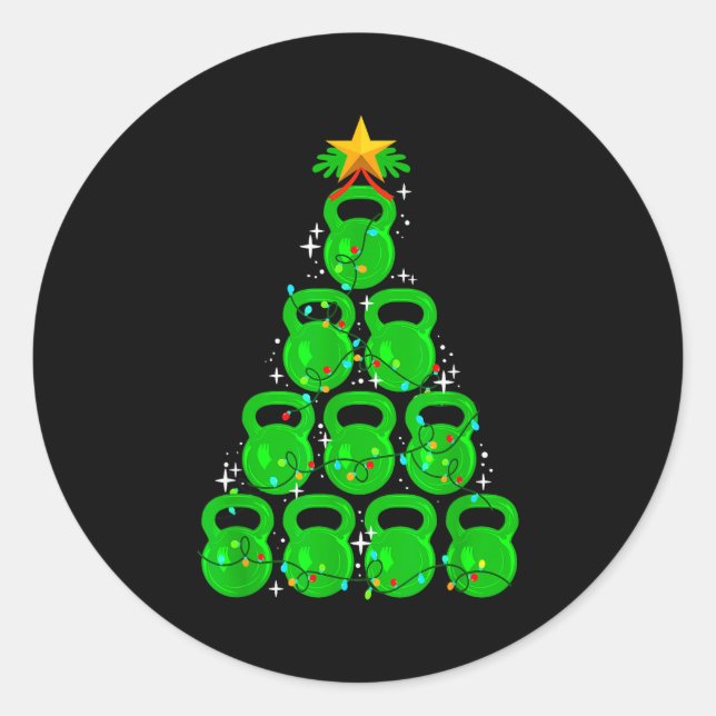 Christmas Tree Kettlebell Xmas Gym Workout Fitness Classic Round Sticker (Front)