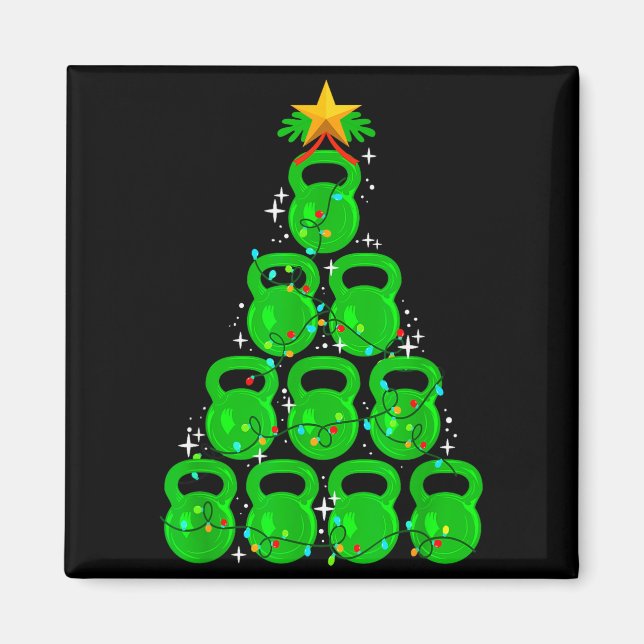 Christmas Tree Kettlebell Xmas Gym Workout Fitness Magnet (Front)