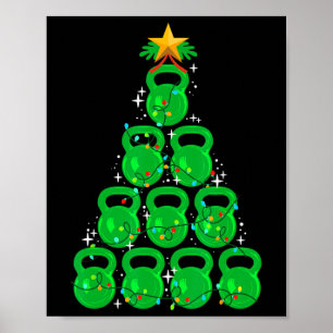 Christmas Tree Kettlebell Xmas Gym Workout Fitness Poster