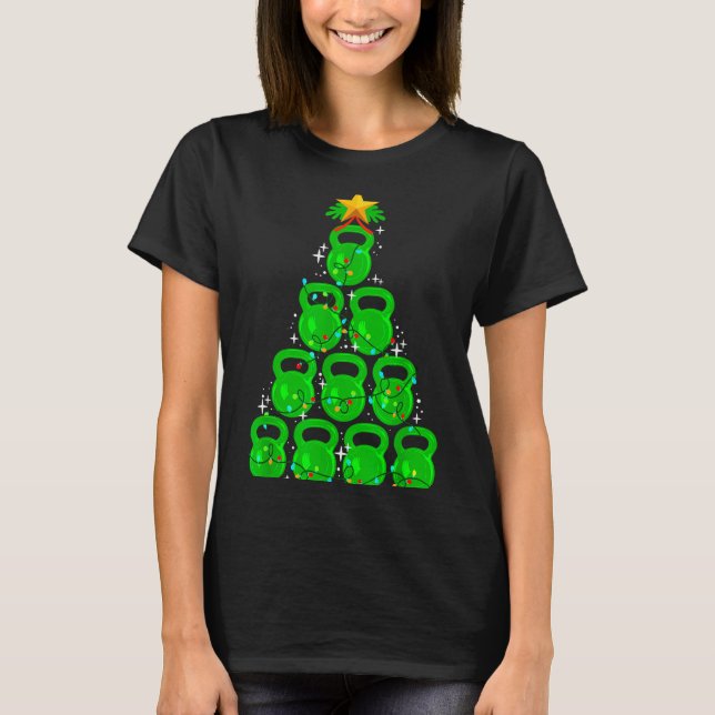 Christmas Tree Kettlebell Xmas Gym Workout Fitness T-Shirt (Front)