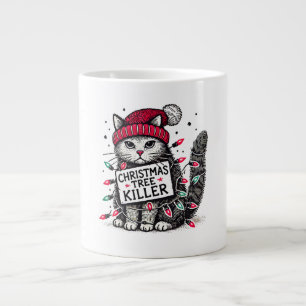 christmas tree killer cat large coffee mug