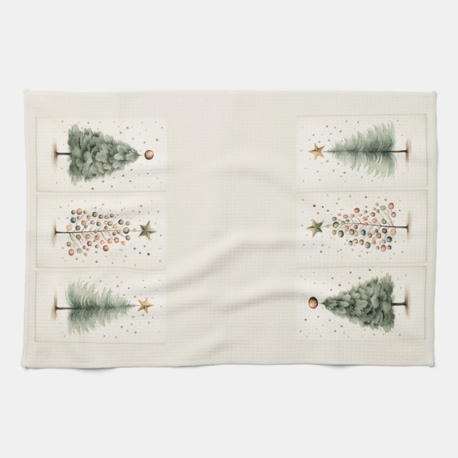 Christmas Tree Kitchen Towel, Christmas Tea Towel (Horizontal)