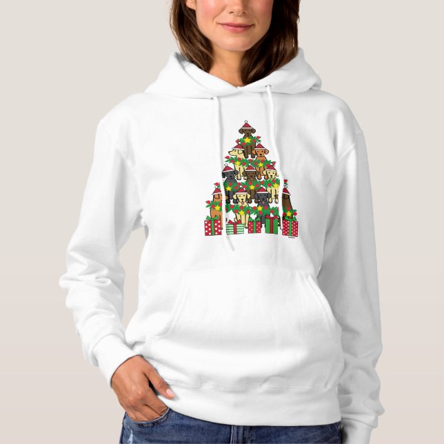 Christmas Tree Labradors Four Hoodie (Front)