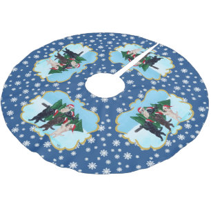 Christmas Tree Labradors in the snow field Brushed Polyester Tree Skirt
