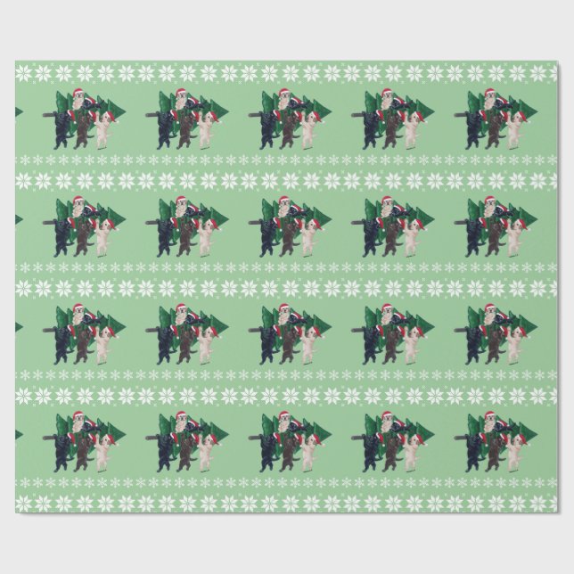 Christmas Tree Labradors in the snow field Wrapping Paper (Flat)