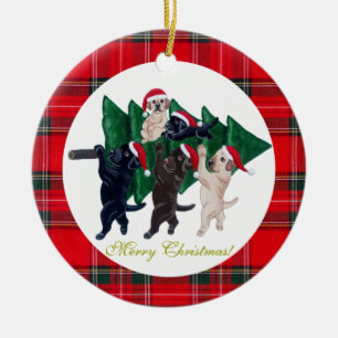 Christmas Tree Labradors Painting Ceramic Tree Decoration