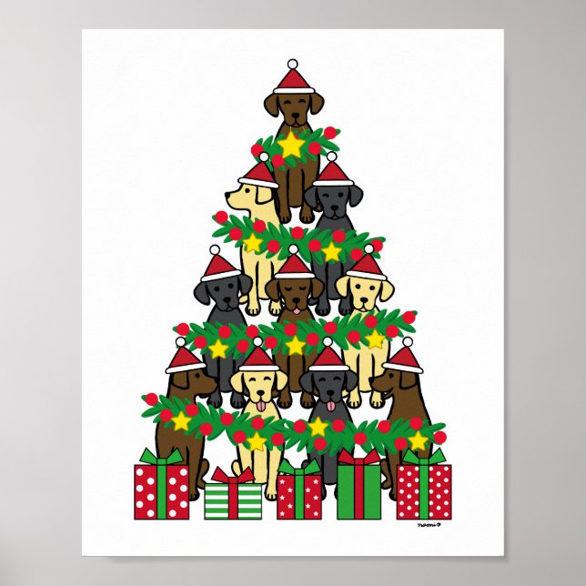 Christmas Tree Labradors Poster (Front)