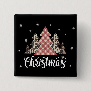 Christmas Tree Leopard Funny Xmas Holiday 15 Cm Square Badge