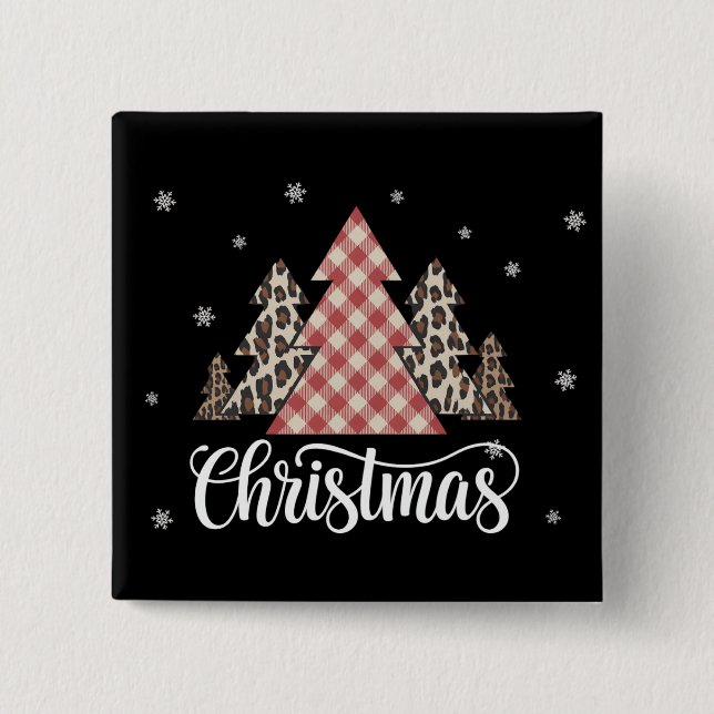 Christmas Tree Leopard Funny Xmas Holiday  15 Cm Square Badge (Front)