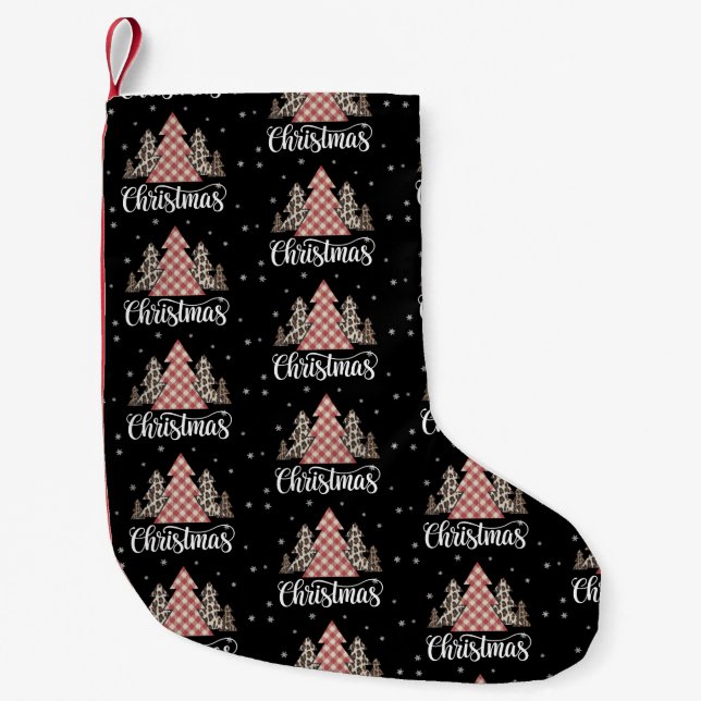 Christmas Tree Leopard Funny Xmas Holiday  Small Christmas Stocking (Front)