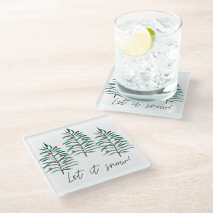 Christmas tree - Let it snow  Glass Coaster
