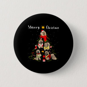 Christmas Tree Lhasa Apso Lover Xmas Dog Owner New 6 Cm Round Badge