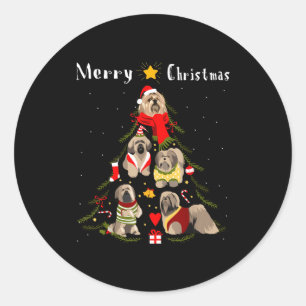 Christmas Tree Lhasa Apso Lover Xmas Dog Owner New Classic Round Sticker