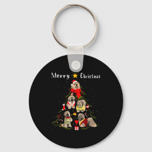 Christmas Tree Lhasa Apso Lover Xmas Dog Owner New Key Ring