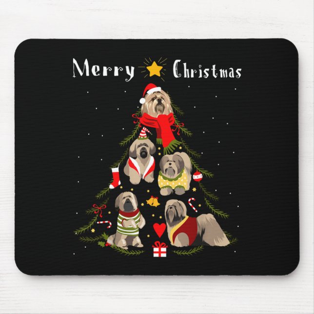 Christmas Tree Lhasa Apso Lover Xmas Dog Owner New Mouse Mat (Front)