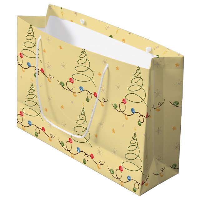 Christmas Tree Light Yellow Large Gift Bag (Front Angled)