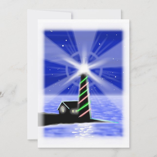 Christmas Tree lighthouse flat card (Front)