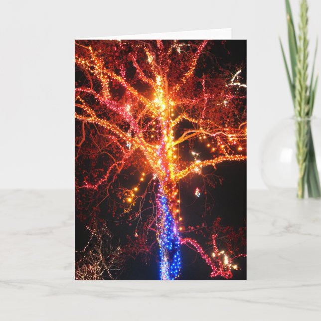 Christmas Tree Lights Abstract Holiday Card (Front)