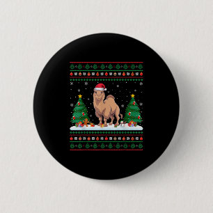 Christmas Tree Lights Bactrian Camel Santa Ugly Xm 6 Cm Round Badge