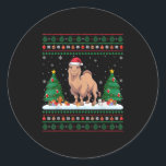 Christmas Tree Lights Bactrian Camel Santa Ugly Xm Classic Round Sticker<br><div class="desc">Christmas Tree Lights Bactrian Camel Santa Ugly Xmas Sweater</div>
