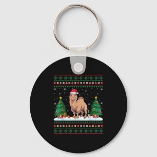 Christmas Tree Lights Bactrian Camel Santa Ugly Xm Key Ring