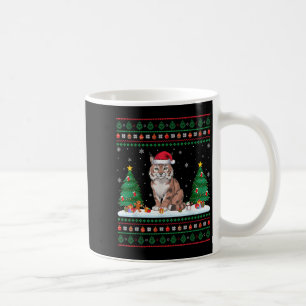 Christmas Tree Lights Bobcat Santa Ugly Xmas Sweat Coffee Mug