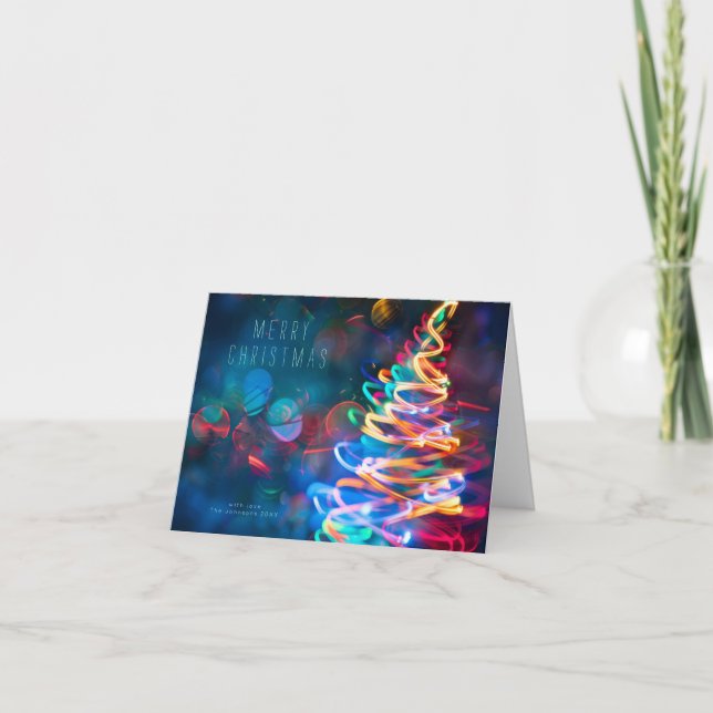 Christmas Tree Lights Bokeh Giant Greeting Holiday Card (Front)