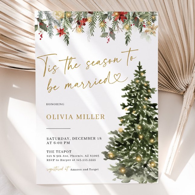 Christmas Tree Lights Bridal Shower Invitation (Invitation Front)