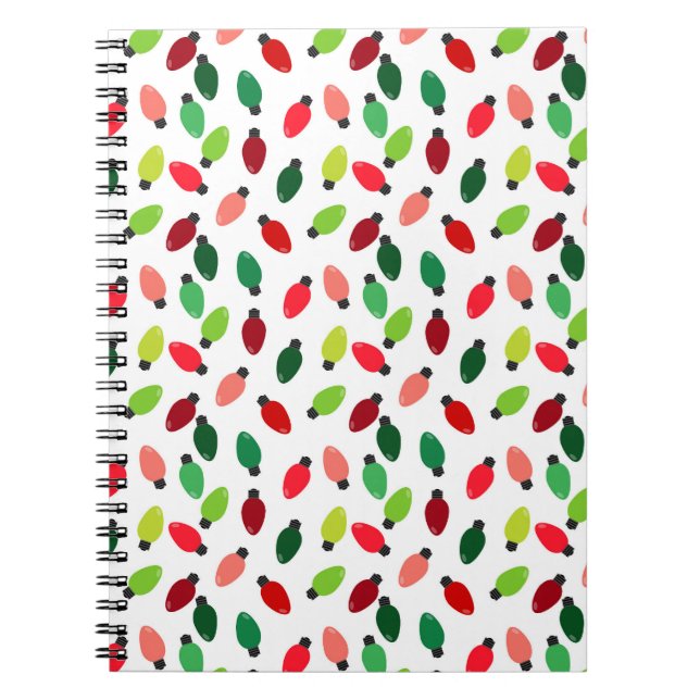 Christmas Tree Lights Bulbs Cover Notebook Journal (Front)