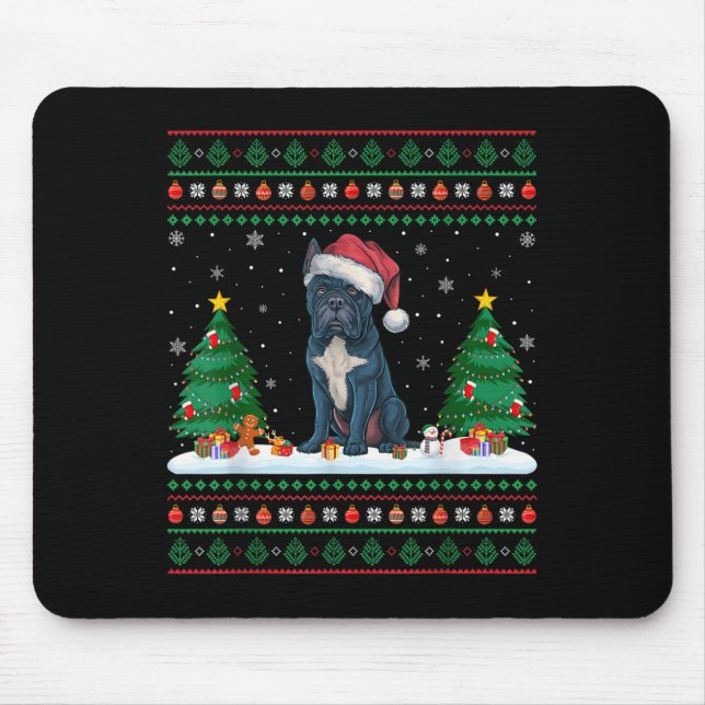 Christmas Tree Lights Cane Corso Dog Santa Ugly Xm Mouse Mat (Front)