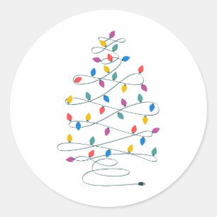 Christmas Tree Lights Classic Round Sticker