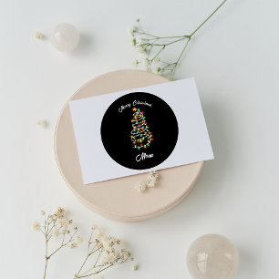 Christmas tree lights custom name classic round sticker