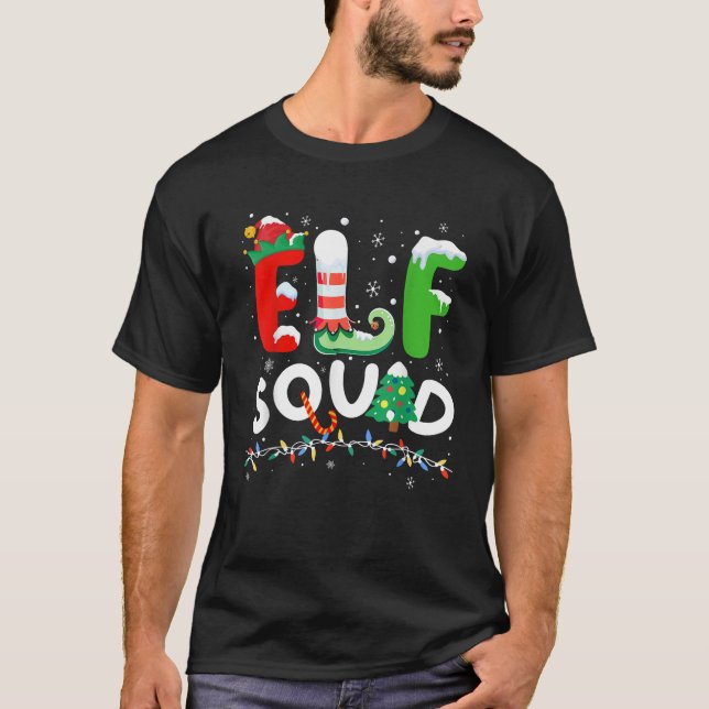 Christmas Tree Lights Elf Squad For Women Men  T-Shirt (Front)