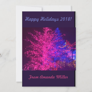 Christmas Tree Lights in Purple Pink & Blue Holiday Card