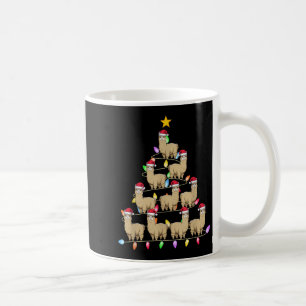 Christmas Tree Lights Men Women Santa Alpaca Xmas Coffee Mug