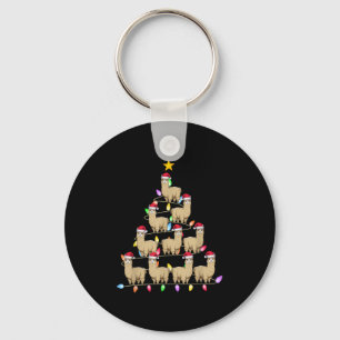 Christmas Tree Lights Men Women Santa Alpaca Xmas  Key Ring