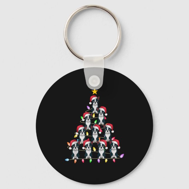 Christmas Tree Lights Men Women Santa Boston Terri Key Ring (Front)