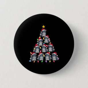 Christmas Tree Lights Men Women Santa Chinchilla X 6 Cm Round Badge