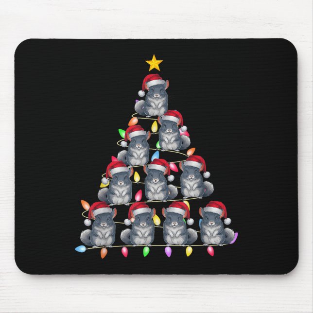 Christmas Tree Lights Men Women Santa Chinchilla X Mouse Mat (Front)