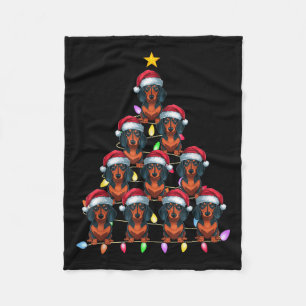Christmas Tree Lights Men Women Santa Dachshund Do Fleece Blanket