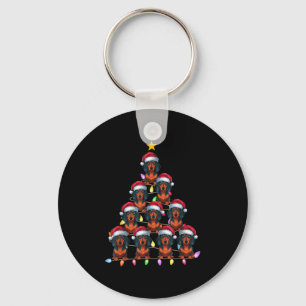 Christmas Tree Lights Men Women Santa Dachshund Do Key Ring