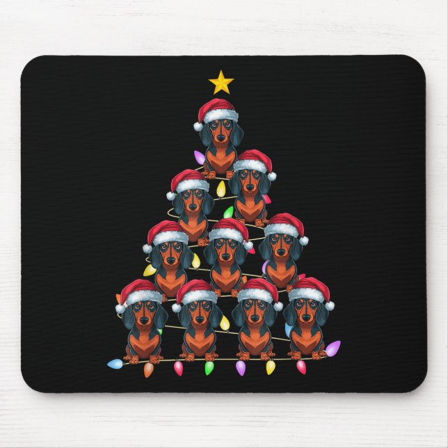 Christmas Tree Lights Men Women Santa Dachshund Do Mouse Mat (Front)