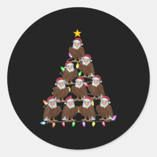 Christmas Tree Lights Men Women Santa Eagle Xmas P Classic Round Sticker