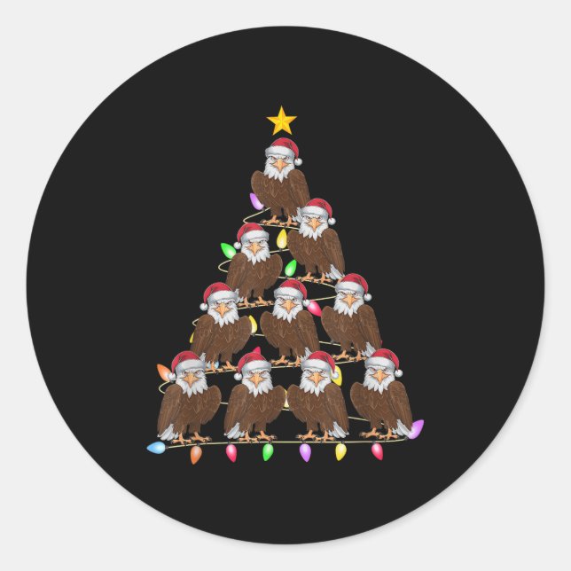 Christmas Tree Lights Men Women Santa Eagle Xmas P Classic Round Sticker (Front)