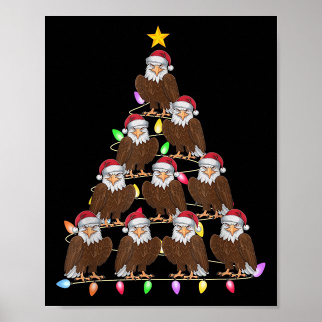 Christmas Tree Lights Men Women Santa Eagle Xmas P Poster (Front)
