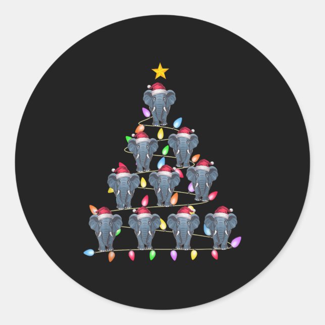 Christmas Tree Lights Men Women Santa Elephant Xma Classic Round Sticker (Front)